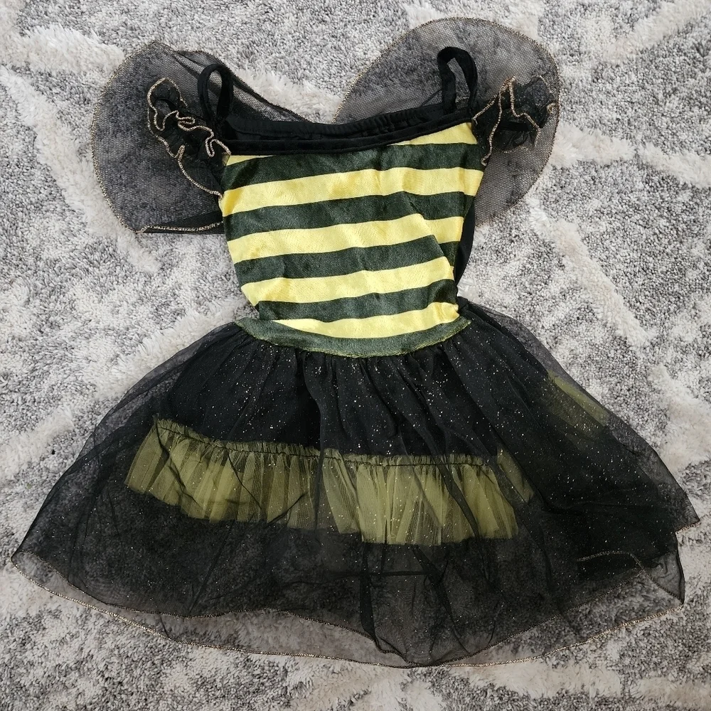 Bumble Bee Dress Halloween Costume Cosplay Dress Up Size 2-4 Years Black Lace
